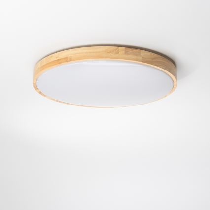 Brilagi - LED стельовий світильник з регульованою яскравістю PINE LED/24 Вт/230 В, дерев'яний, діаметр 42 см, 3000-6500K + пульт дистанційного керування