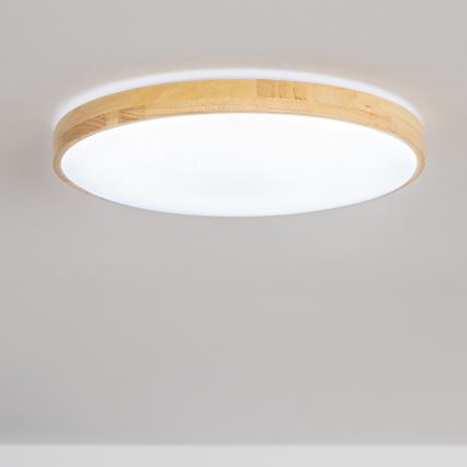 Brilagi - LED стельовий світильник з регульованою яскравістю PINE LED/24 Вт/230 В, дерев'яний, діаметр 42 см, 3000-6500K + пульт дистанційного керування