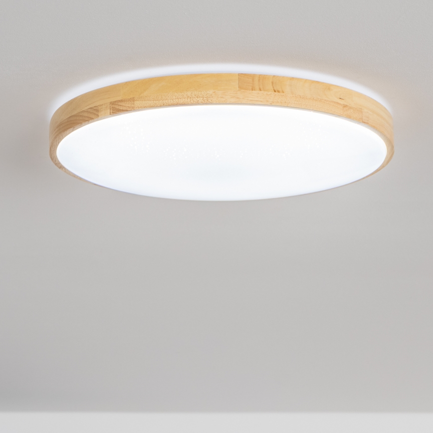 Brilagi - LED стельовий світильник з регульованою яскравістю PINE LED/24 Вт/230 В, дерев'яний, діаметр 42 см, 3000-6500K + пульт дистанційного керування