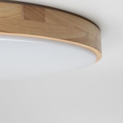 Brilagi - LED стельовий світильник з регульованою яскравістю PINE LED/24 Вт/230 В, дерев'яний, діаметр 42 см, 3000-6500K + пульт дистанційного керування