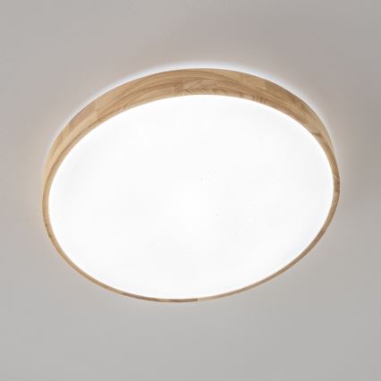 Brilagi - LED стельовий світильник з регульованою яскравістю PINE LED/24 Вт/230 В, дерев'яний, діаметр 42 см, 3000-6500K + пульт дистанційного керування