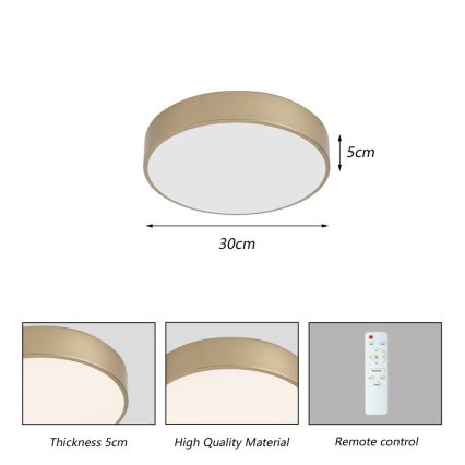 BRILAGI - LED димований стельовий світильник POOL LED/36W/230V 3000-6000K діаметр 30 см золотистий + пульт дистанційного керування