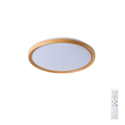 Brilagi - LED стельний світильник RIVO LED/72W/230V, із регулюванням яскравості, 3000-6000K, декор під дерево, діаметр 50 см + пульт дистанційного керування