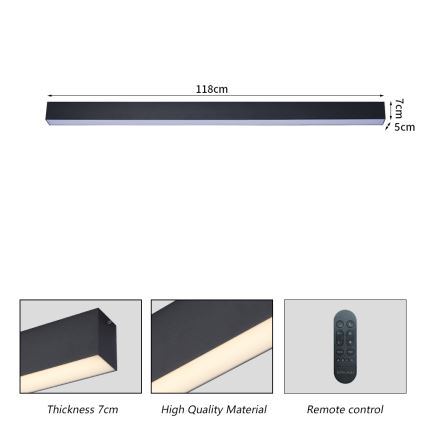 Brilagi - LED затемнюваний стельовий світильник SLEEKLINE SMART LED/40W/230V 3000-6000K Wi-Fi Tuya чорний + пульт дистанційного керування
