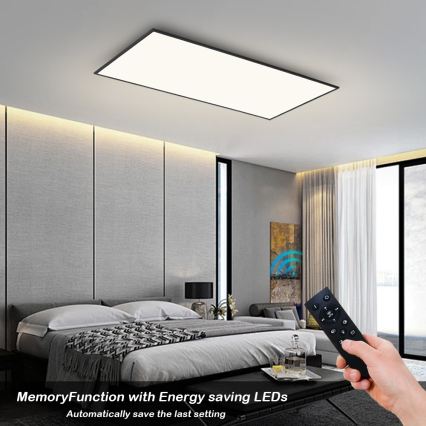 Brilagi - стельовий світильник LED з регулюванням яскравості SLIMFRAME LED/80W/230V 120x60 cm 3000-6000K чорний + пульт дистанційного керування