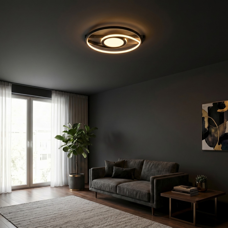 Brilagi - LED стельовий світильник TWIRL, з можливістю затемнення, 38 Вт/230 В, 3000-6000 К, чорний + пульт дистанційного керування