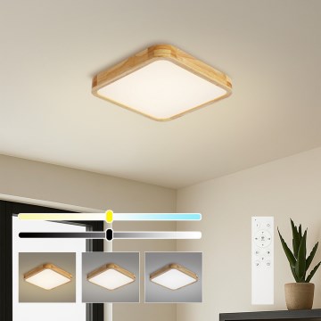 BRILAGI - LED димований стельовий світильник WOODLINE SQUARE LED/48W/230V 3000-6000K дуб 40x40 см + дистанційний пульт