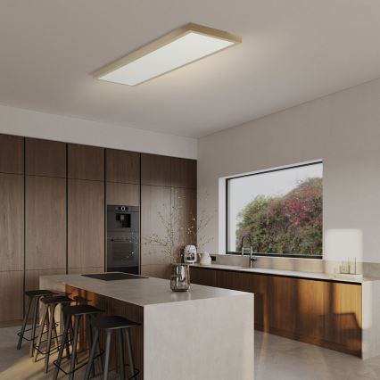Brilagi - затемнюваний LED стельовий світильник для ванної кімнати FRAME SMART LED/50W/230V 120x30 cm 3000-6000K IP44 бежевий + пульт дистанційного керування