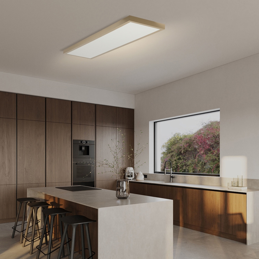 Brilagi - затемнюваний LED стельовий світильник для ванної кімнати FRAME SMART LED/50W/230V 120x30 cm 3000-6000K IP44 бежевий + пульт дистанційного керування
