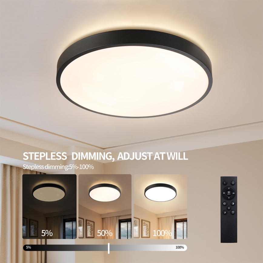 Brilagi - LED стельовий світильник з регулюванням яскравості GLASS POOL DOUBLE LED/80W/230V 3000-6000K 60 cm чорний + пульт дистанційного керування