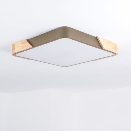 BRILAGI - LED стельовий світильник з регульованою яскравістю PILANA SQUARE LED/48W/230V 3000-6500K дуб/бежевий 42x42 cm + пульт дистанційного керування