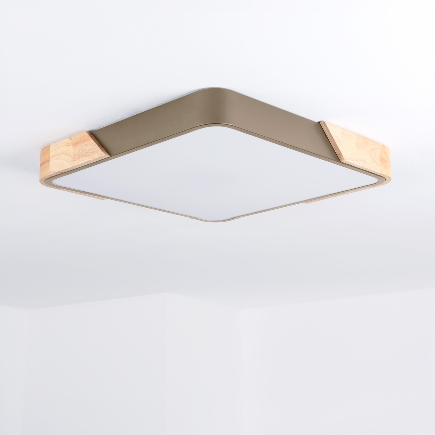 BRILAGI - LED стельовий світильник з регульованою яскравістю PILANA SQUARE LED/48W/230V 3000-6500K дуб/бежевий 42x42 cm + пульт дистанційного керування