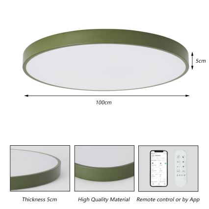 Brilagi - затемнюваний світильник POOL SMART LED/128W/230V, діаметр 100 см, Wi‑Fi Tuya + пульт дистанційного керування, зелений
