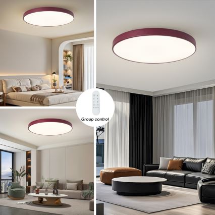 BRILAGI - LED світильник з регулюванням яскравості POOL SMART LED/128W/230V, діаметр 100 см, 3000–6000 К, Wi‑Fi Tuya + пульт дистанційного керування, бордовий