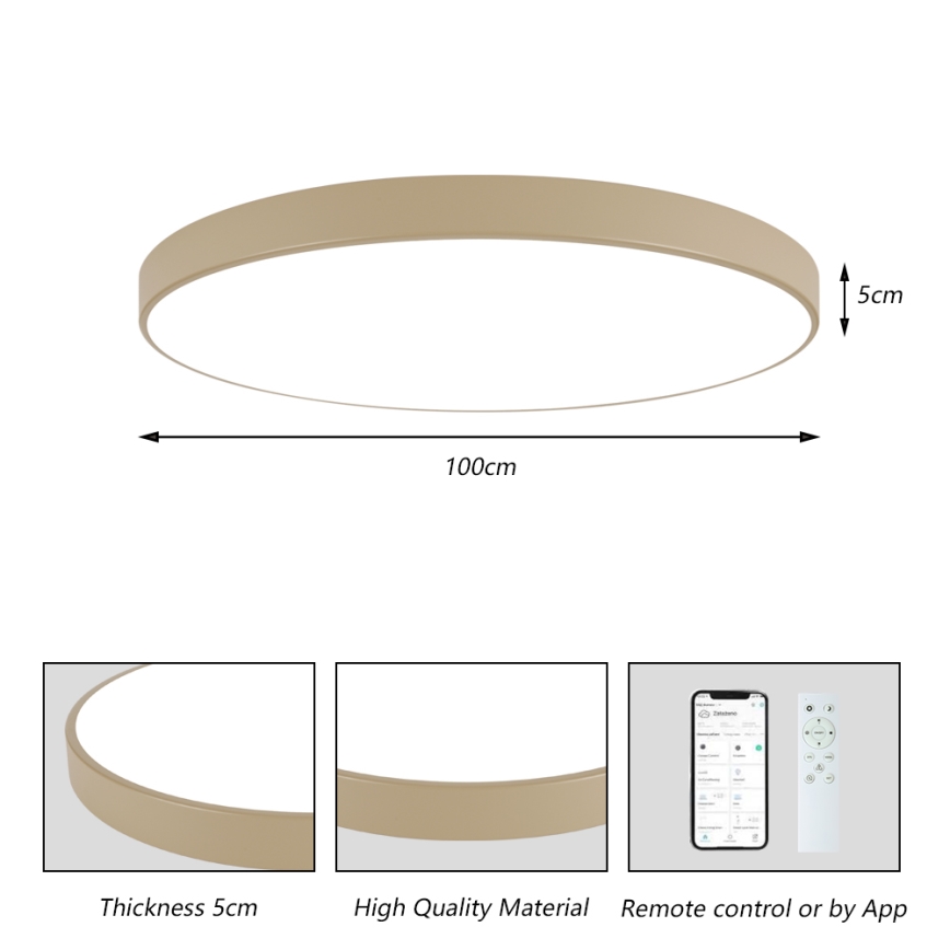 Brilagi - LED затемнюваний стельовий світильник POOL SMART LED/128W/230V 3000-6000K 100 cm бежевий Wi-Fi Tuya + пульт дистанційного керування