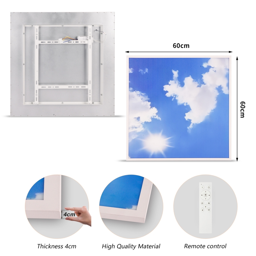 Brilagi - LED стельовий світильник з регулюванням яскравості SLIMFRAME LED/58W/230V 60x60 cm 3000-6000K сріблястий/синій + пульт дистанційного керування