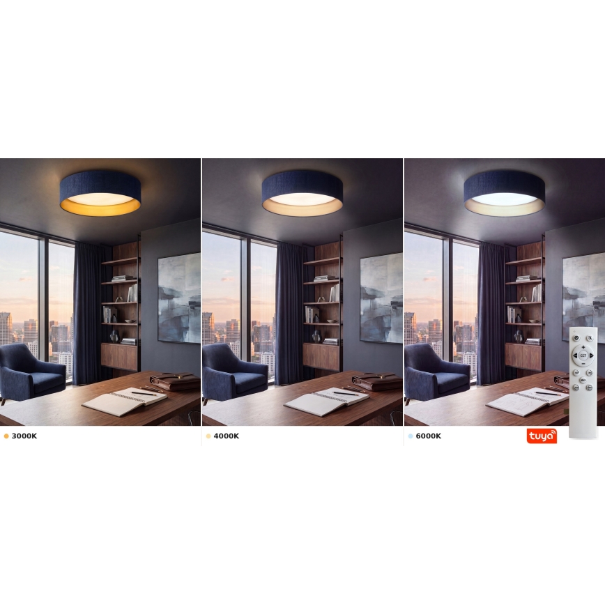 BRILAGI - LED стельовий світильник з регульованою яскравістю VELVET SMARTIX LED/36W/230V 3000-6000K діаметр 55 см синій/золотий Wi-Fi Tuya Beacon + дистанційне керування