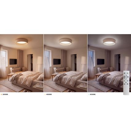 Brilagi - LED стельовий світильник з регулюванням яскравості VELVET SMART VARI LED/24W/230V 3000-6500K, діаметр 45 см, бежевий + пульт дистанційного керування