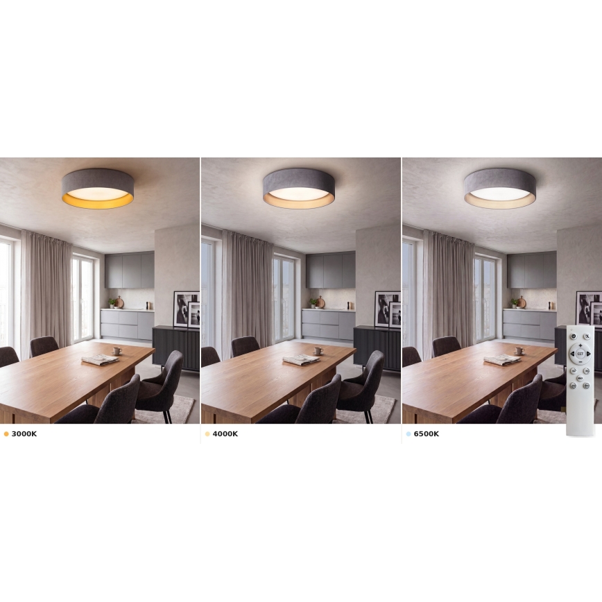 Brilagi - LED димуваний стельний світильник VELVET SMART VARI LED/36W/230V 3000-6500K діам. 55 см сірий/золотистий + пульт дистанційного керування
