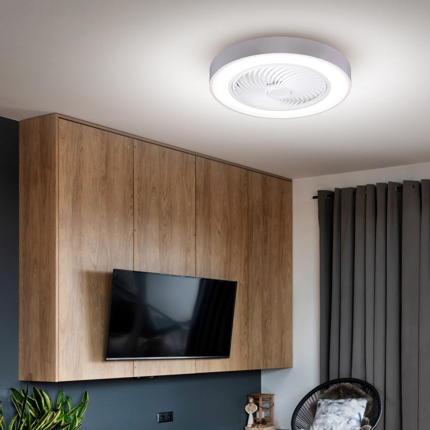 Brilagi - LED стельовий світильник з вентилятором, з регульованою яскравістю LED/30W/230V 3000-6500K діам. 50 см білий + пульт дистанційного керування