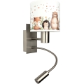 BRILAGI - LED Дитяча гнучка настінна лампа BOBO 1xE27/25W/230V + LED/3W матовий хром/білий/звірята