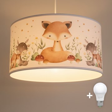 Brilagi - LED дитяча люстра на шнурі BOBO 1xE27/10W/230V діам. 35 см біла/тваринки