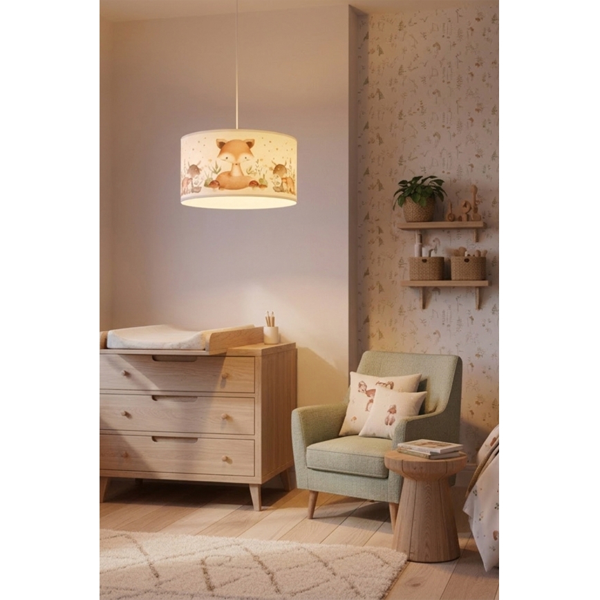 BRILAGI - LED дитяча люстра на шнурі BOBO 1xE27/60W/230V діам. 35 см біла/тваринки