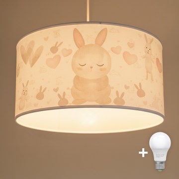 Brilagi - LED дитяча люстра на шнурі BOBO 1xE27/60W/230V діам. 35 см біла/зайчики