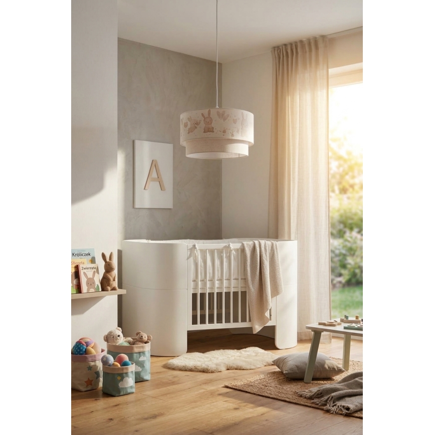 Brilagi - LED дитяча люстра на шнурі BOBO 1xE27/60W/230V діам. 35 см біла/зайчики