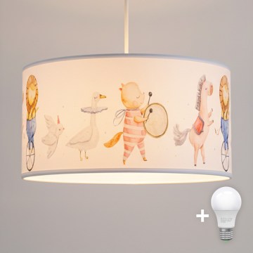 Brilagi - LED дитяча люстра на шнурі BOBO 1xE27/60W/230V діаметр 35 см біла/зі звірятками