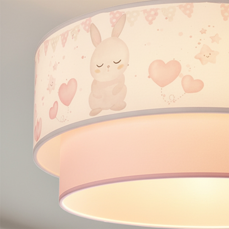 Brilagi - LED дитяча підвісна люстра на шнурі BOBO 1xE27/60W/230V діам. 40 см кремова/рожева/з зайчиками