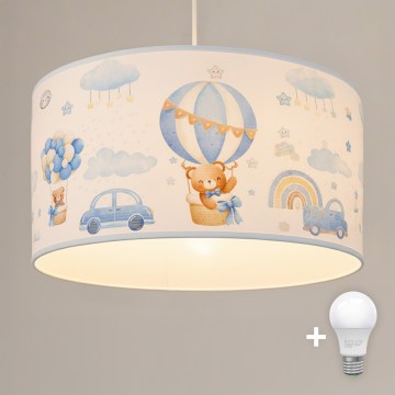 Brilagi - LED дитяча люстра на тросі BOBO 1xE27/60W/230V Ø 35 см синя/ведмедики