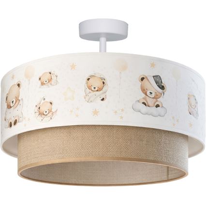 Brilagi - LED дитяча накладна люстра BOBO 1xE27/10W/230V діаметр 40 см білий/бежевий/з малюнком ведмедиків