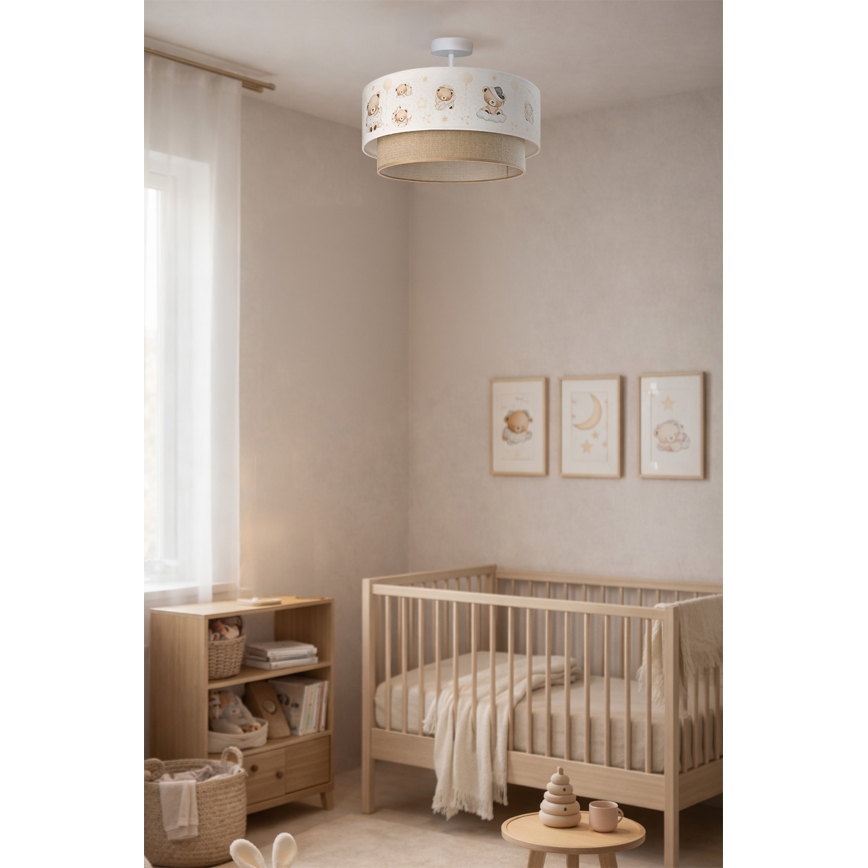 Brilagi - LED дитяча накладна люстра BOBO 1xE27/10W/230V діаметр 40 см білий/бежевий/з малюнком ведмедиків
