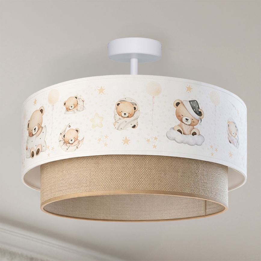 Brilagi - LED дитяча накладна люстра BOBO 1xE27/10W/230V діаметр 40 см білий/бежевий/з малюнком ведмедиків