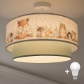 Brilagi - LED дитяча накладна люстра BOBO 1xE27/10W/230V діам. 40 см біла/зелена/зі звірятками