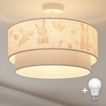 Brilagi - LED дитяча накладна люстра BOBO 1xE27/10W/230V, діаметр 40 см, кремова/сіра з кроликами