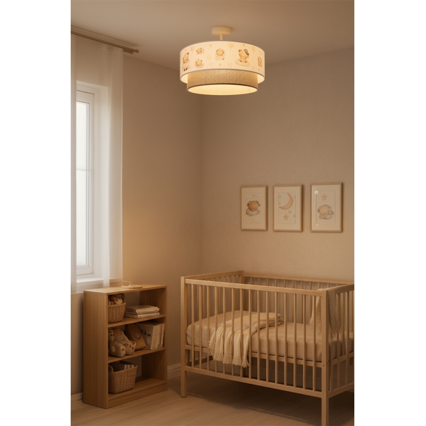 Brilagi-LED Дитяча накладна люстра BOBO 1xE27/60W/230V діам. 40 см біла/бежева/з ведмедиком