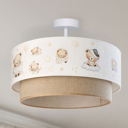 Brilagi-LED Дитяча накладна люстра BOBO 1xE27/60W/230V діам. 40 см біла/бежева/з ведмедиком