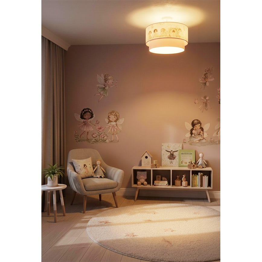 Brilagi - LED дитяча накладна люстра BOBO 1xE27/60W/230V, діаметр 40 см, рожева/феї