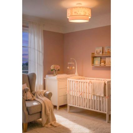 Brilagi - Світлодіодний дитячий накладний стельовий світильник BOBO 1xE27/60W/230V діам. 40 см кремовий/рожевий/з кроликами