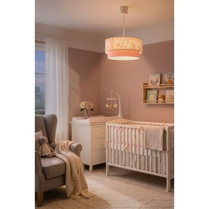 Brilagi - LED дитяча підвісна люстра на шнурі BOBO 1xE27/10W/230V, діаметр 40 см кремова/рожева/з кроликами