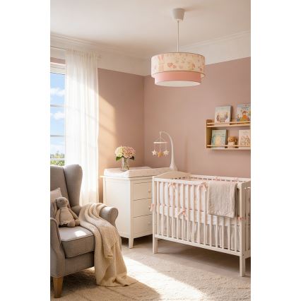 Brilagi - LED дитяча підвісна люстра на шнурі BOBO 1xE27/10W/230V, діаметр 40 см кремова/рожева/з кроликами