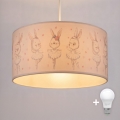 Brilagi - LED дитяча підвісна люстра на шнурі BOBO 1xE27/10W/230V діаметр 35 см біла/з кроликами