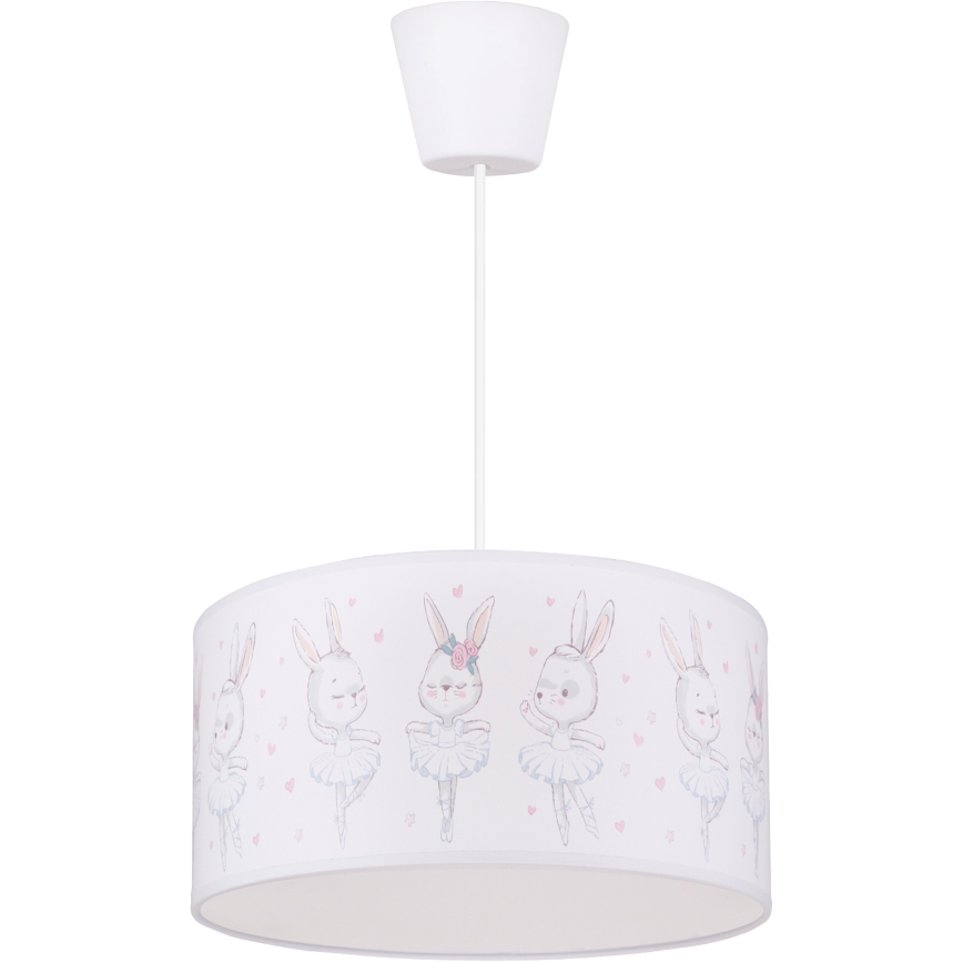 Brilagi - LED дитяча підвісна люстра на шнурі BOBO 1xE27/10W/230V діаметр 35 см біла/з кроликами