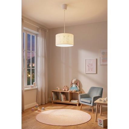 Brilagi - LED дитяча підвісна люстра на шнурі BOBO 1xE27/10W/230V діаметр 35 см біла/з кроликами