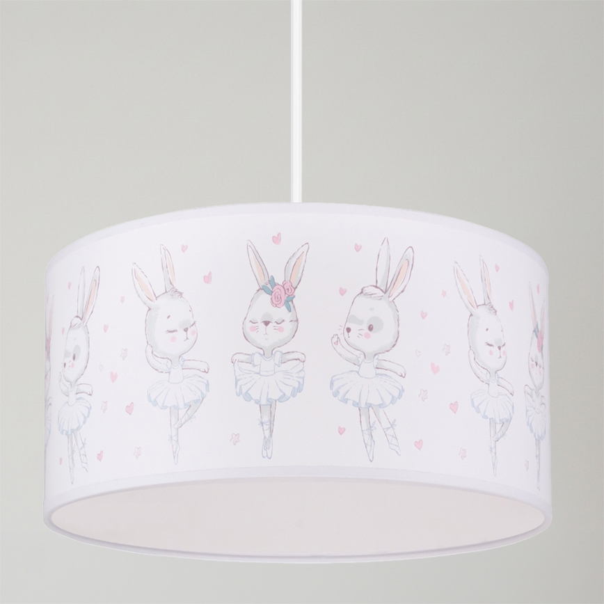 Brilagi - LED дитяча підвісна люстра на шнурі BOBO 1xE27/10W/230V діаметр 35 см біла/з кроликами