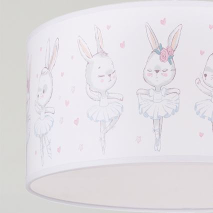 Brilagi - LED дитяча підвісна люстра на шнурі BOBO 1xE27/10W/230V діаметр 35 см біла/з кроликами