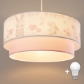 Brilagi - LED дитяча підвісна люстра на шнурі BOBO 1xE27/60W/230V діам. 40 см кремова/рожева/з зайчиками