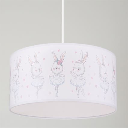 Brilagi - LED дитяча підвісна люстра на шнурі BOBO 1xE27/60W/230V діаметр 35 см біла/з кроликами